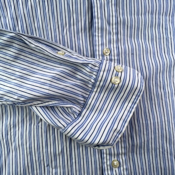 Polo Ralph Lauren Button Up Regent Classic Fit Striped Blue White 16.5 34/35 - Picture 9 of 12